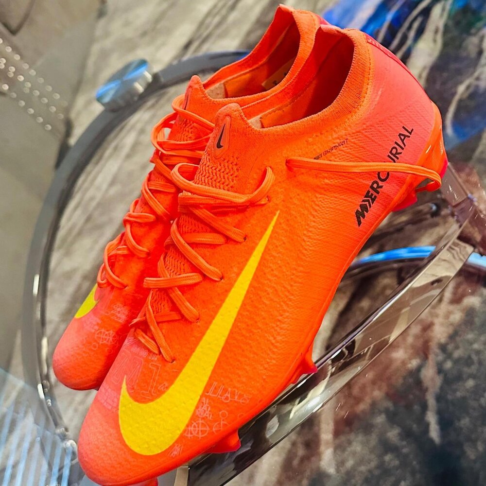 Nike Orange and Green Soccer Shoes